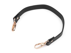 Ucho do torby skórzane z karabińczykami długość 41-43 cm - czarne